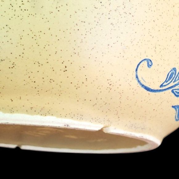 McCoy Bowl Serving Mixing Vintage Ceramic Pottery USA Bluefield 7028 Beige Blue - Picture 6 of 11